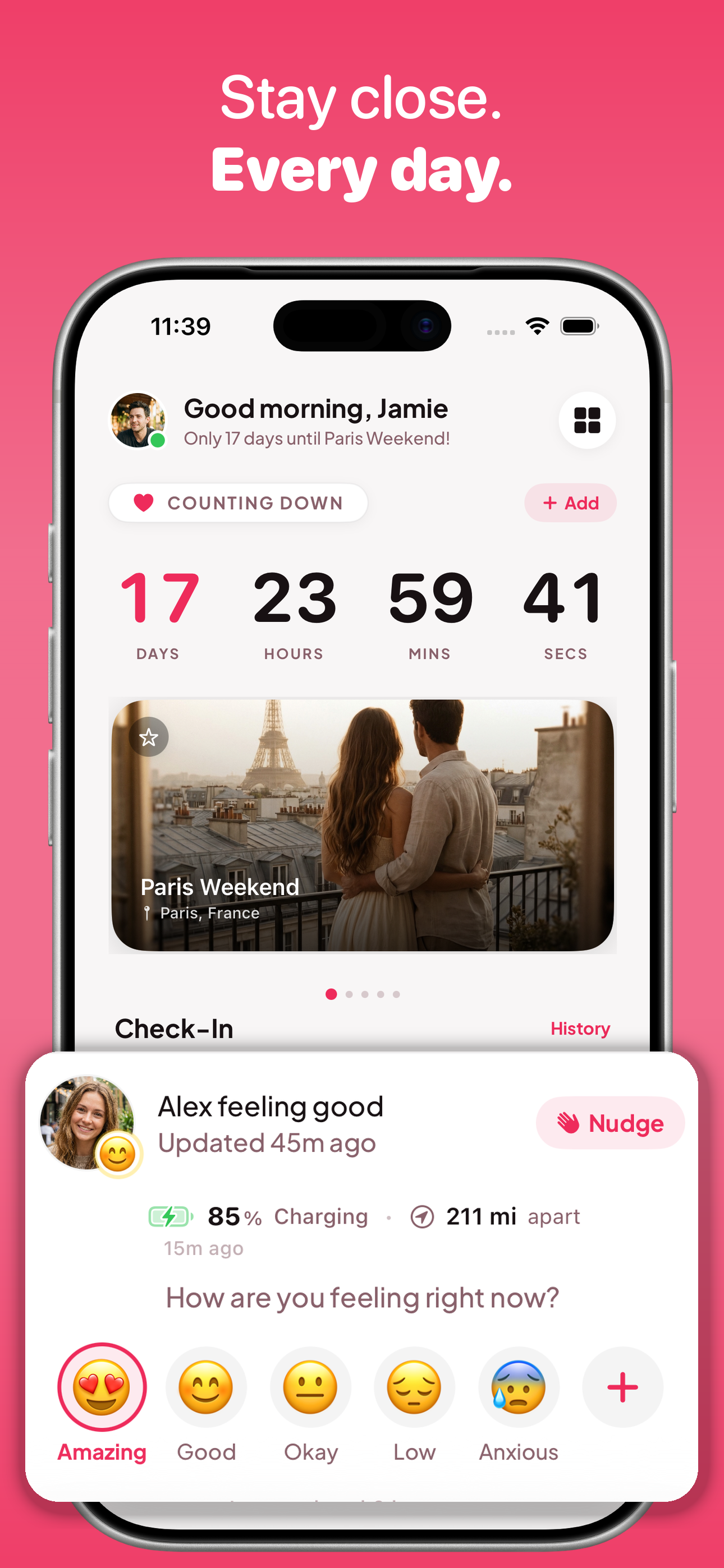 Together app - Home screen with countdown