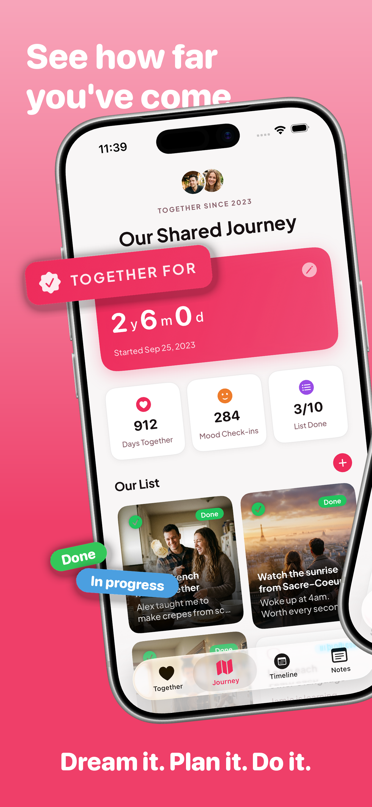 Together app - Shared journey and bucket list